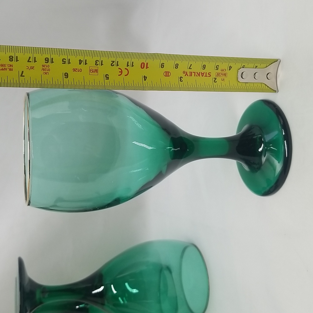 Vintage NOS Libbey Teardrop Juniper Gold Rim Goblets - Picture 7 of 16